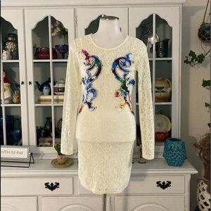 Lace Dress Cream Embroidered Fab’rik Size XS